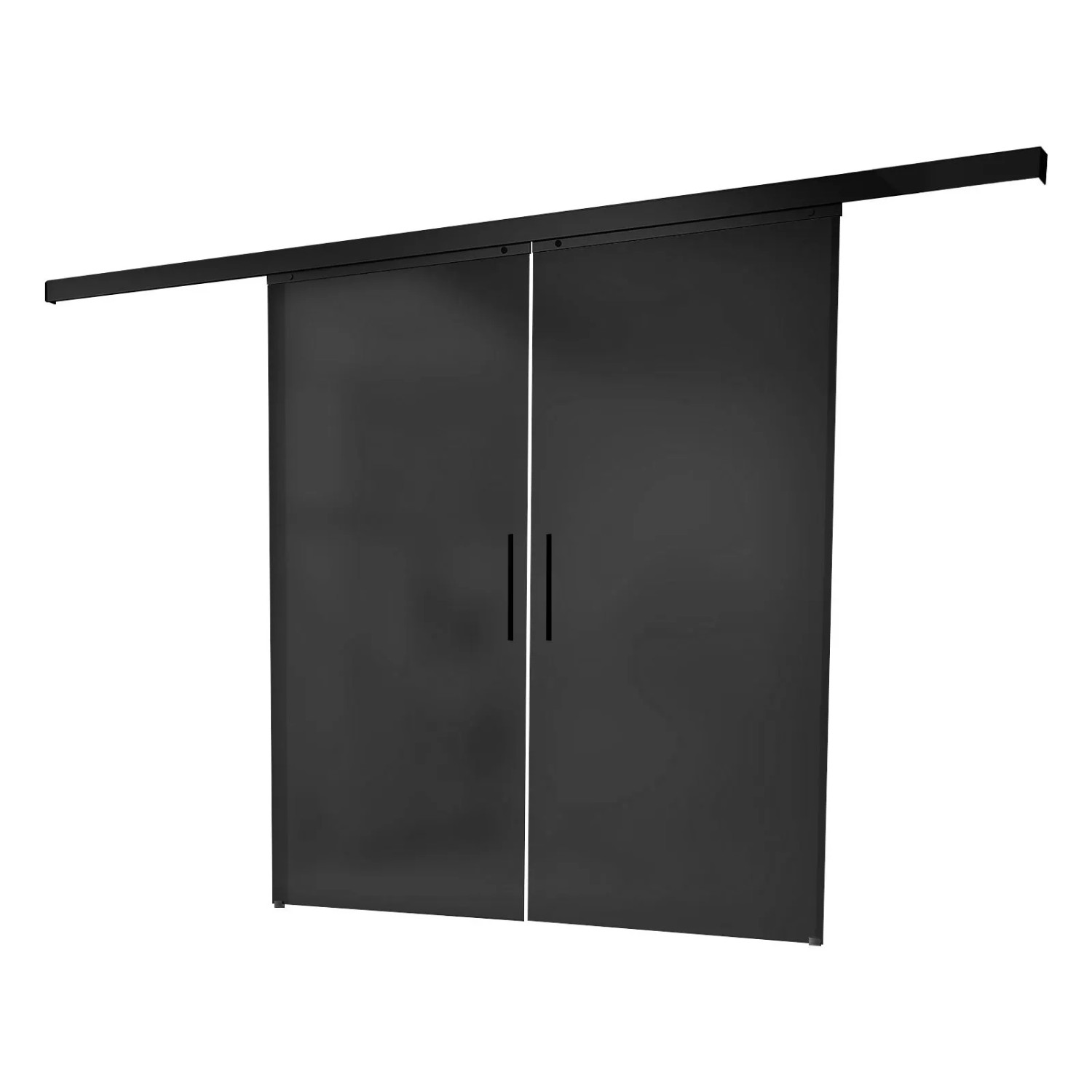 inova Glasschiebetür Schwarz Vollflächig Satiniert 1800 x 2035 mm Komplettset mit Stabgriff