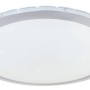 Weiße Globo LED-Deckenleuchte Carry, Ø 53 cm, mit silberfarbenem Rahmen und Sparkle-Dekor.