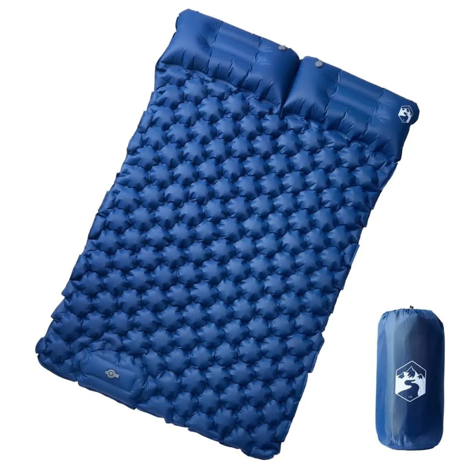 vidaXL Doppel-Isomatte mit Kissen Selbstaufblasend Marineblau 4007103