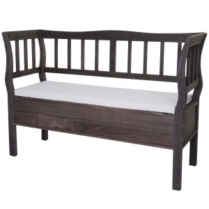 MCW Sitzbank H207 im Shabby-Look Grau-Braun mit Staufach unter der Sitzfläche.