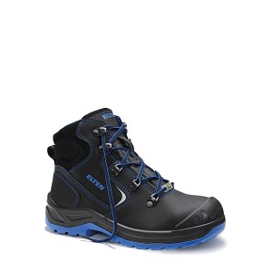 Elten Lena Black-Blue Mid ESD S3 Damen-Sicherheitsschnürstiefel Gr. 38 aus Leder, Stahlkappe.