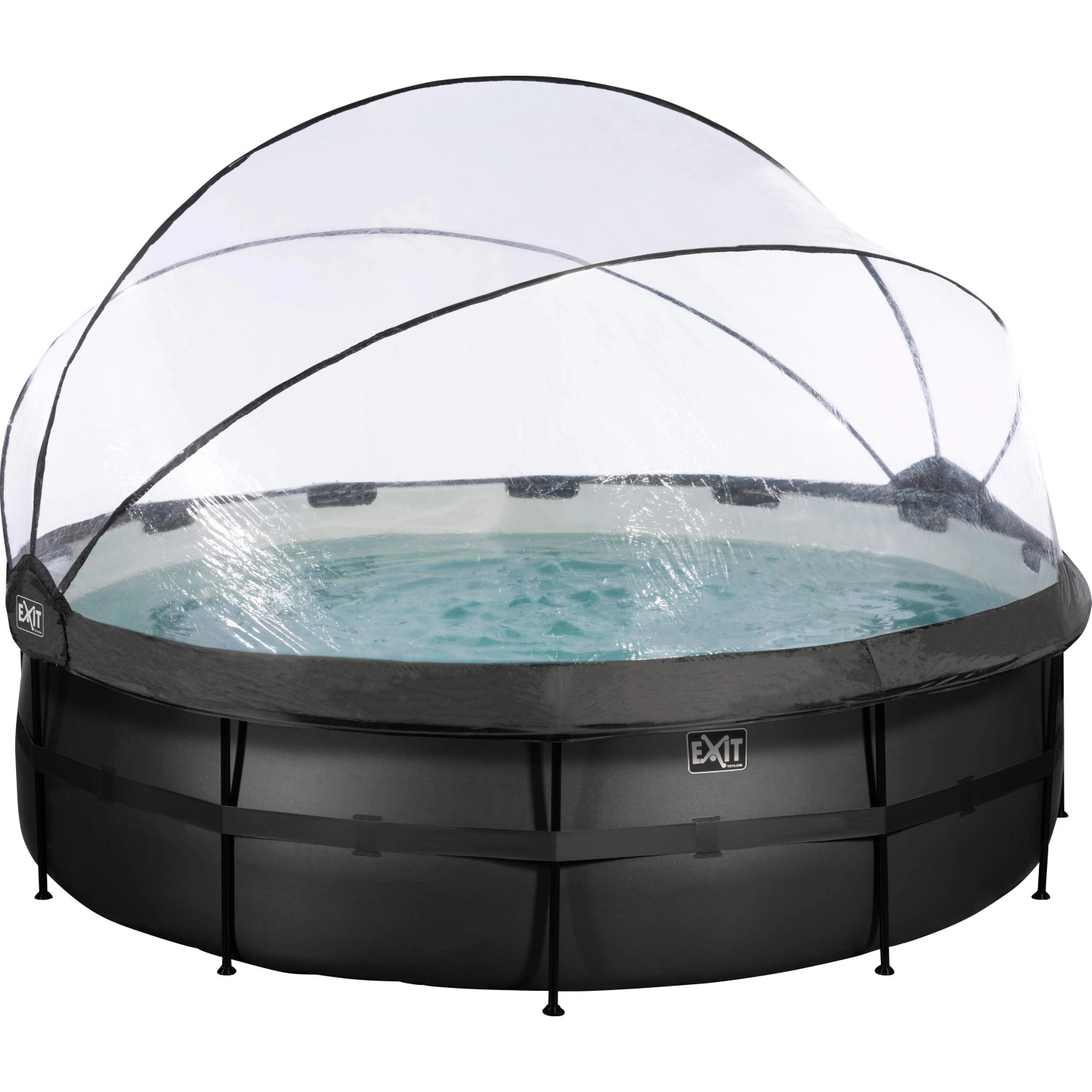 Exit Black Leather Pool Schwarz ø 450 x 122cm Sandfilterp., Abdeckung u. Wärmep.