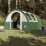 Grünes vidaXL Tunnelzelt für 4 Personen, wasserdicht, mit Fenstern und offenem Eingang auf einer Wiese.