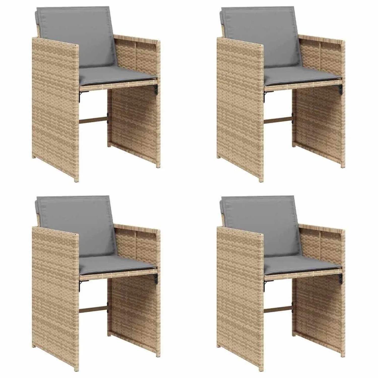 Furnicato Gartenstuhl Pe Rattan Klappbar Beige 50 5 X 54 X 79 Cm