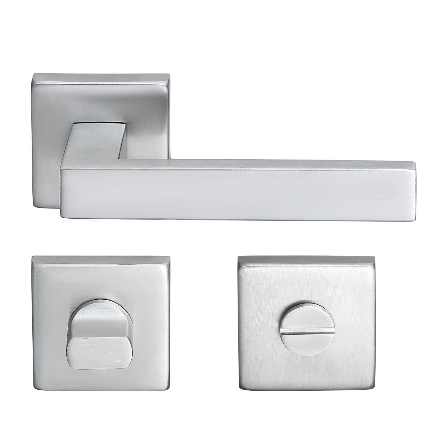 MeinTürgriff Drückergarnitur Trento Edelstahl Türdrücker Eckig WC