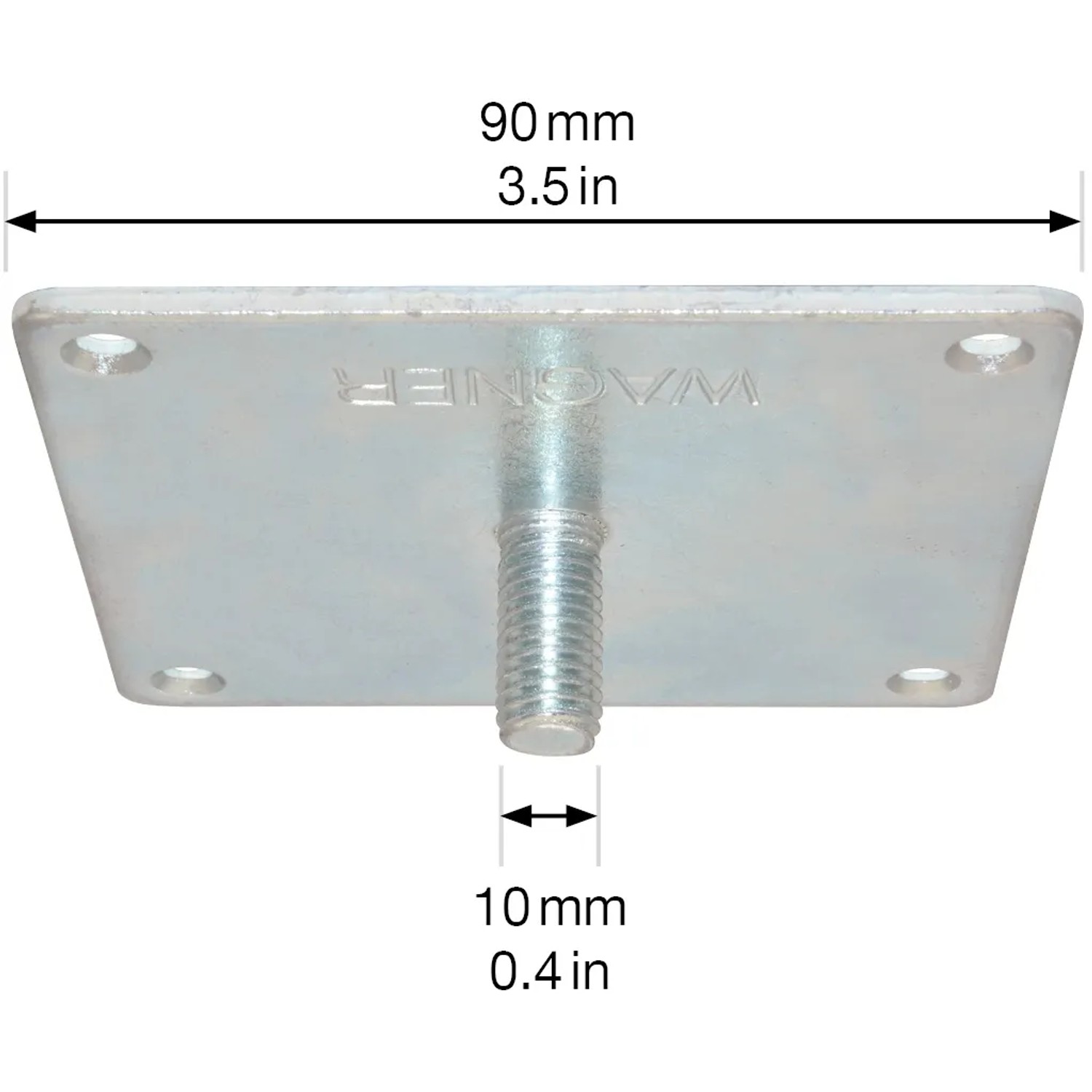 Wagner System Anschraubplatte ST 3991, 90x90mm, Stahl verzinkt für Möbelbau.