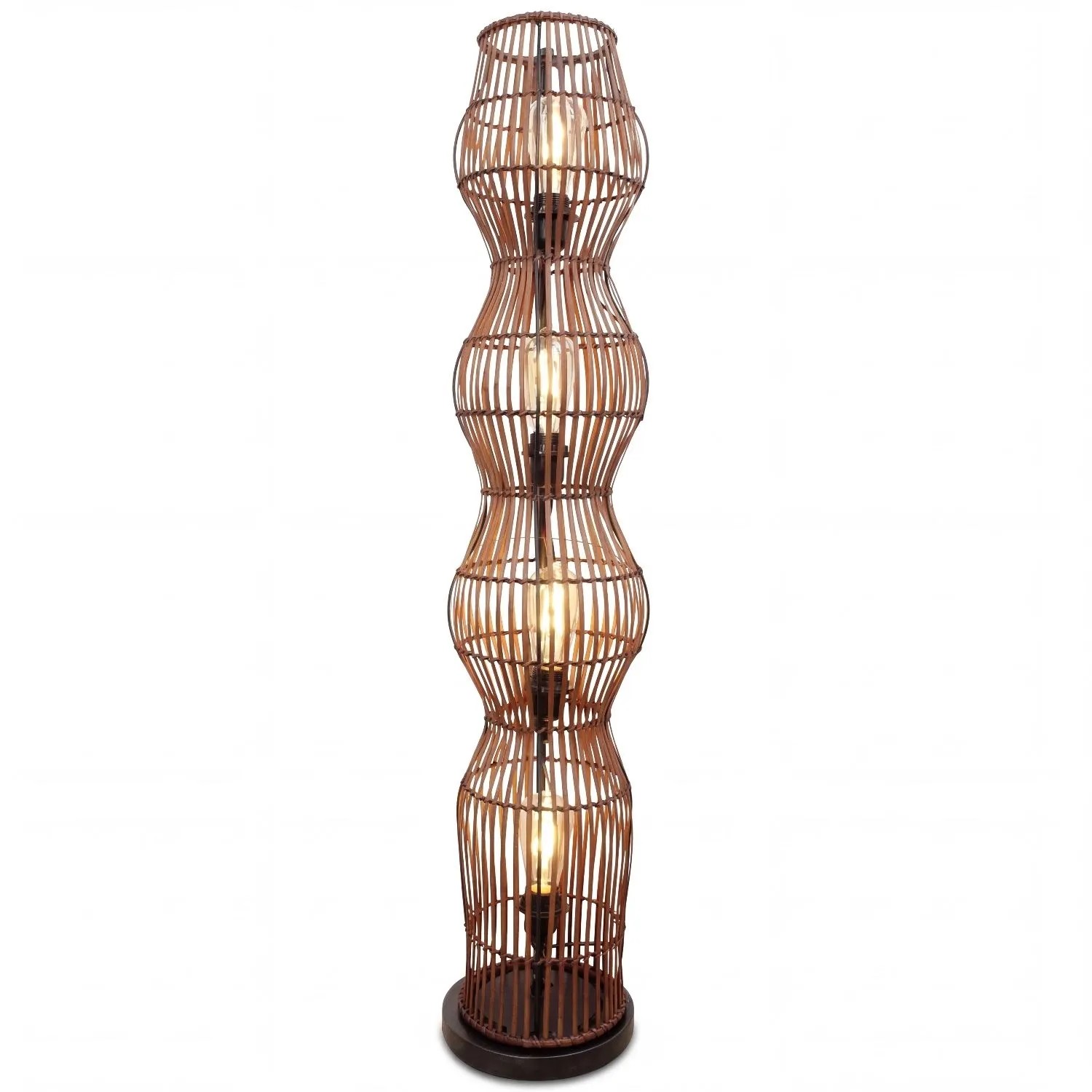 Licht-Erlebnisse Stehleuchte Braun 111 CM Klein Bambus Korb 4X E27 Boho Style
