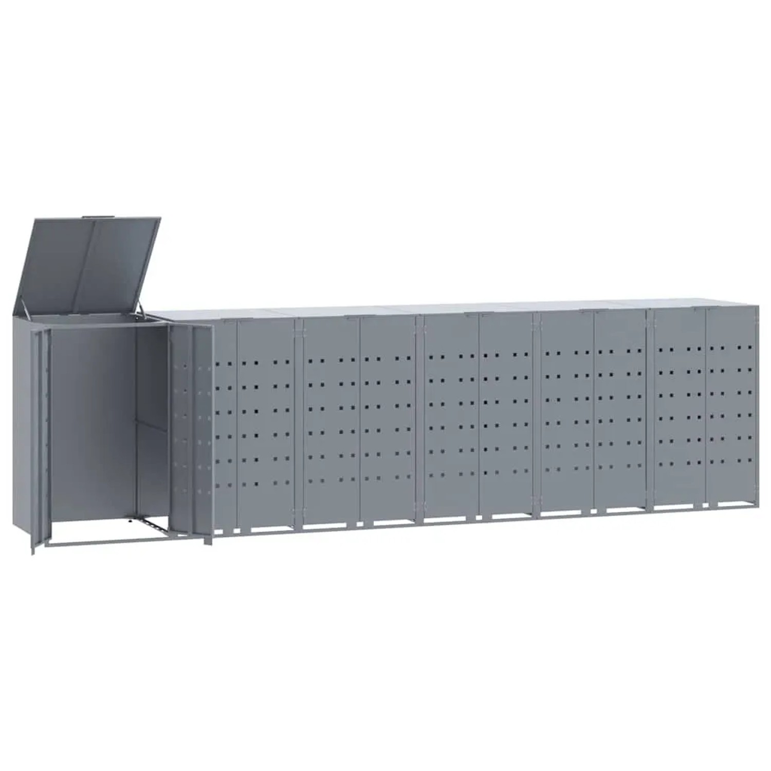 DELUKE Mülltonnenbox GORILO Für 6 Tonnen Grau 414x79x117cm Stahl Mülltonnenverkleidung 6er Mülltonnenhaus