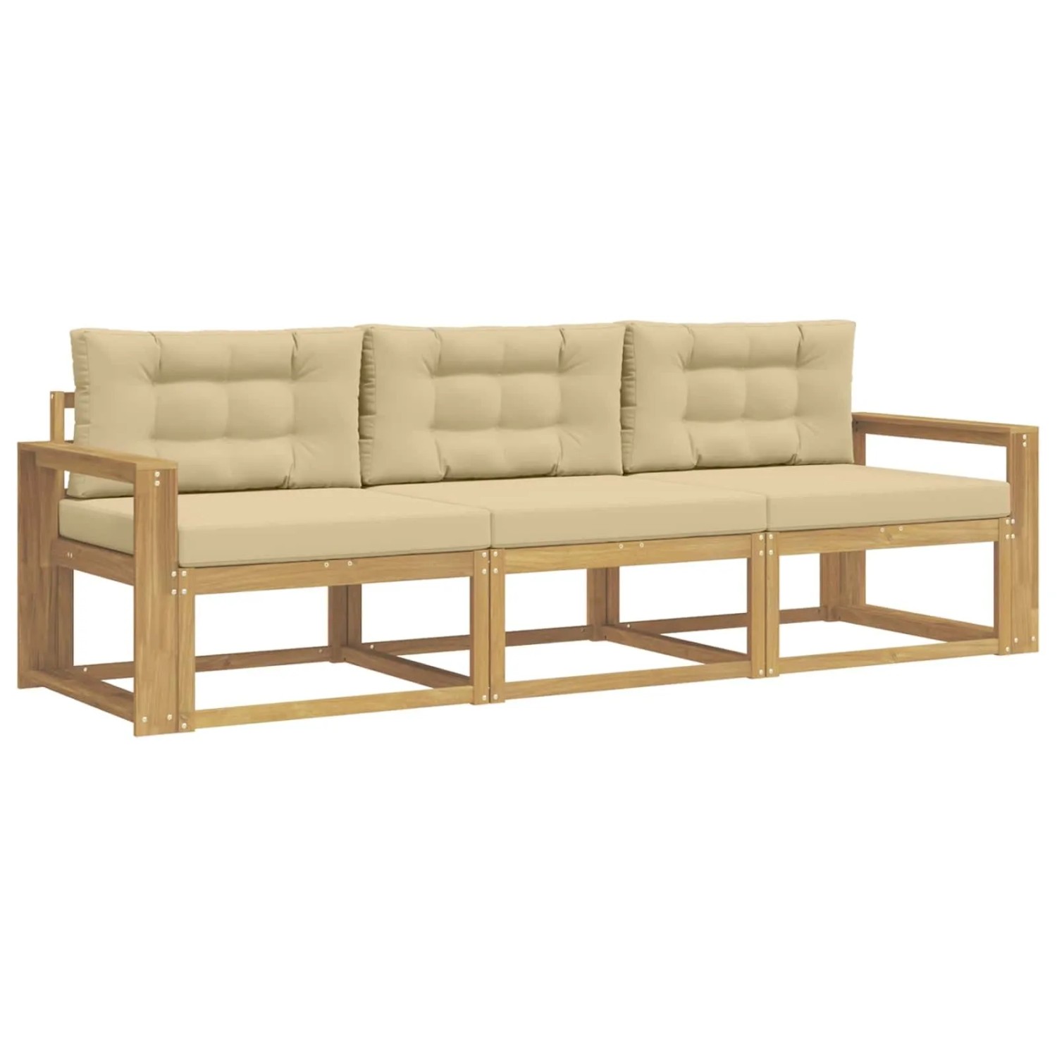vidaXL Outdoor-Sofagarnitur mit Kissen 3 Stk Weiß und Beige Polyester 3385997