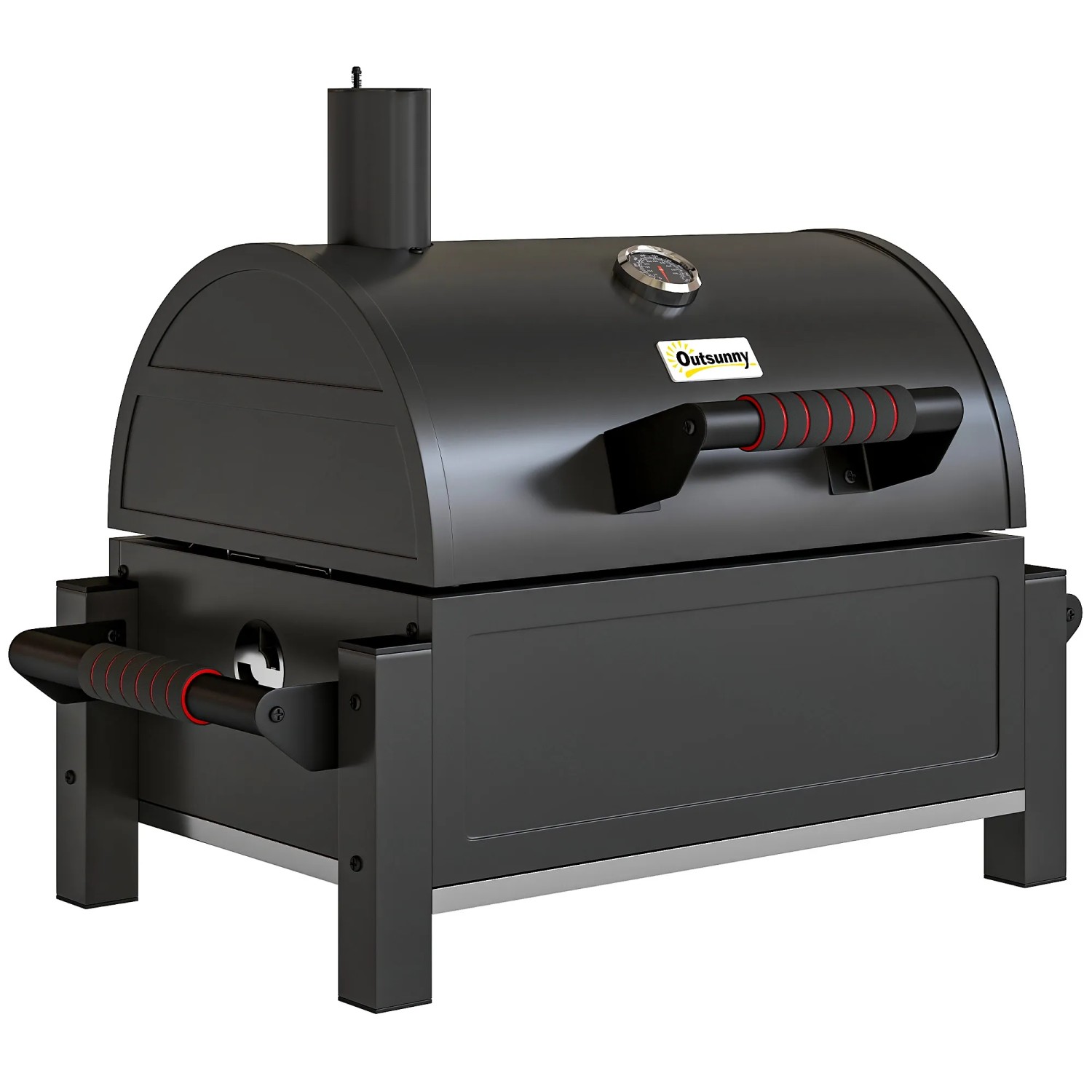 Outsunny Holzhohlgrill Verzinkter Stahl Schwarz 67L x 53B x 55H cm