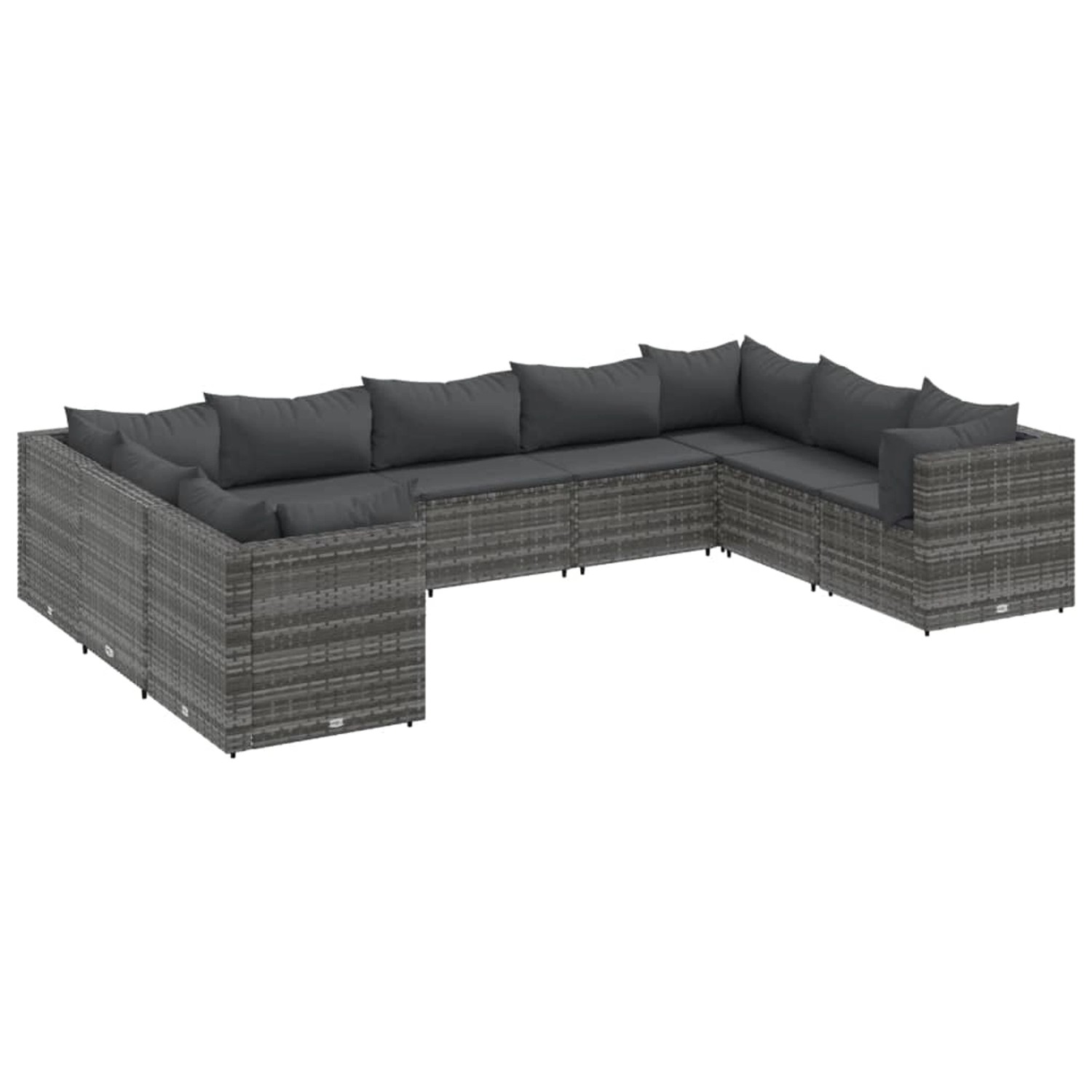 vidaXL 9-tlg Garten-Lounge-Set mit Kissen Grau Poly Rattan Modell 79 günstig online kaufen