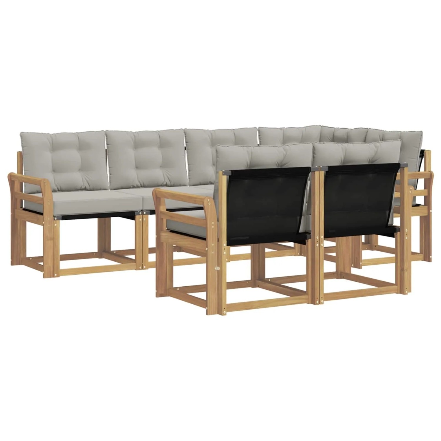 vidaXL Outdoor-Sofagarnitur mit Kissen 7-Tlg Weiß und Hellgrau 3389573