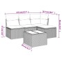 Beige 5-tlg. Garten-Sofagarnitur aus Polyrattan mit Kissen und Tisch, Maße siehe Bild.