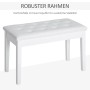 Weißer HOMCOM Klavierhocker mit gepolstertem Kunstledersitz und robusten Gummiholzbeinen. Eleganter Hocker.