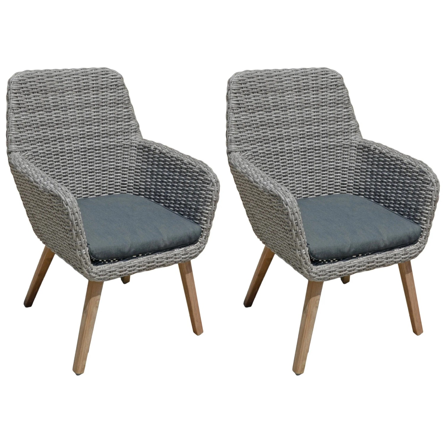 DELUKE Gartenstuhl 2er Set RIGA Akazie Hellbraun Relaxsessel Wetterfest Gartenstühle Outdoor