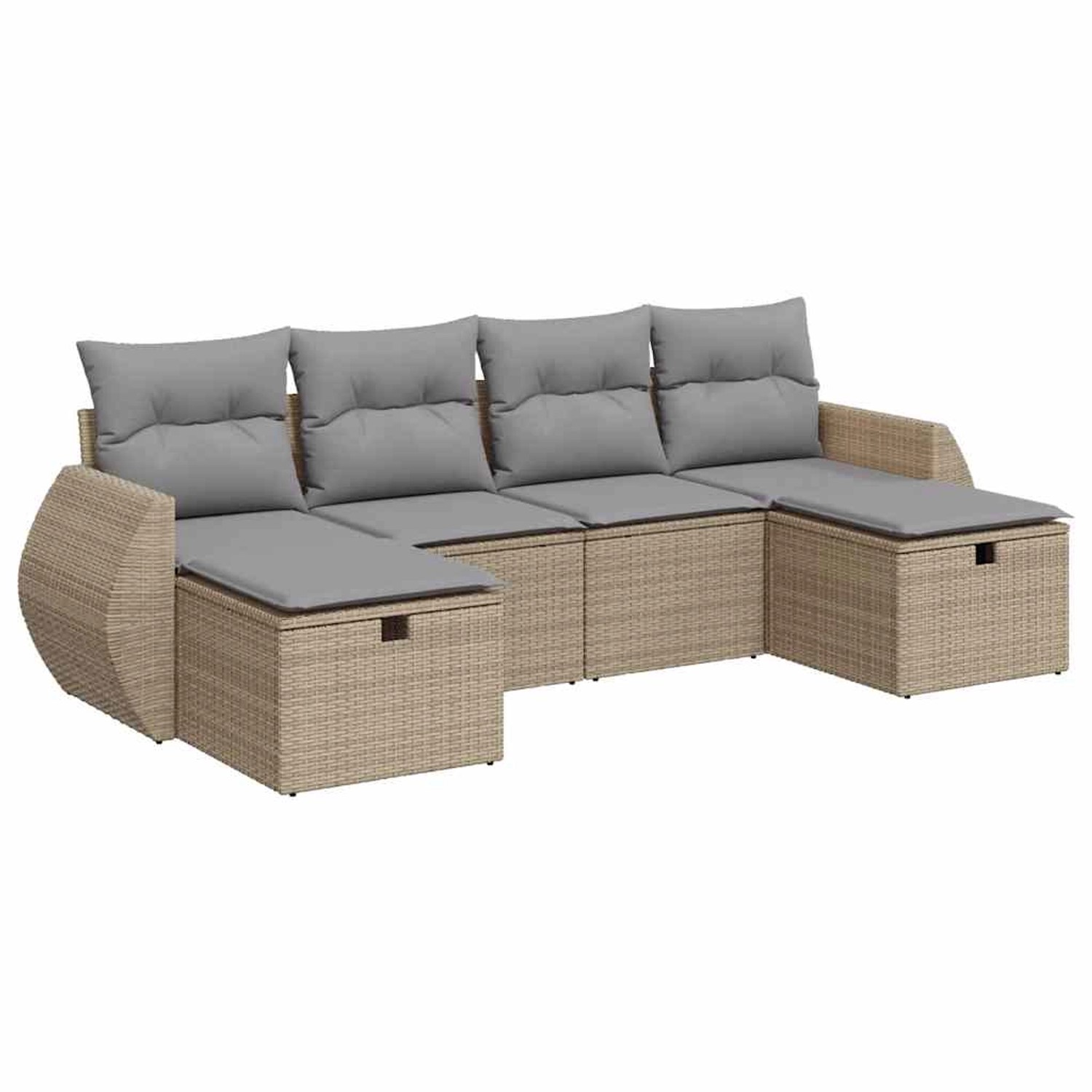 vidaXL 6-Tlg Garten-Sofagarnitur mit Kissen Beige Poly Rattan 3325625 günstig online kaufen