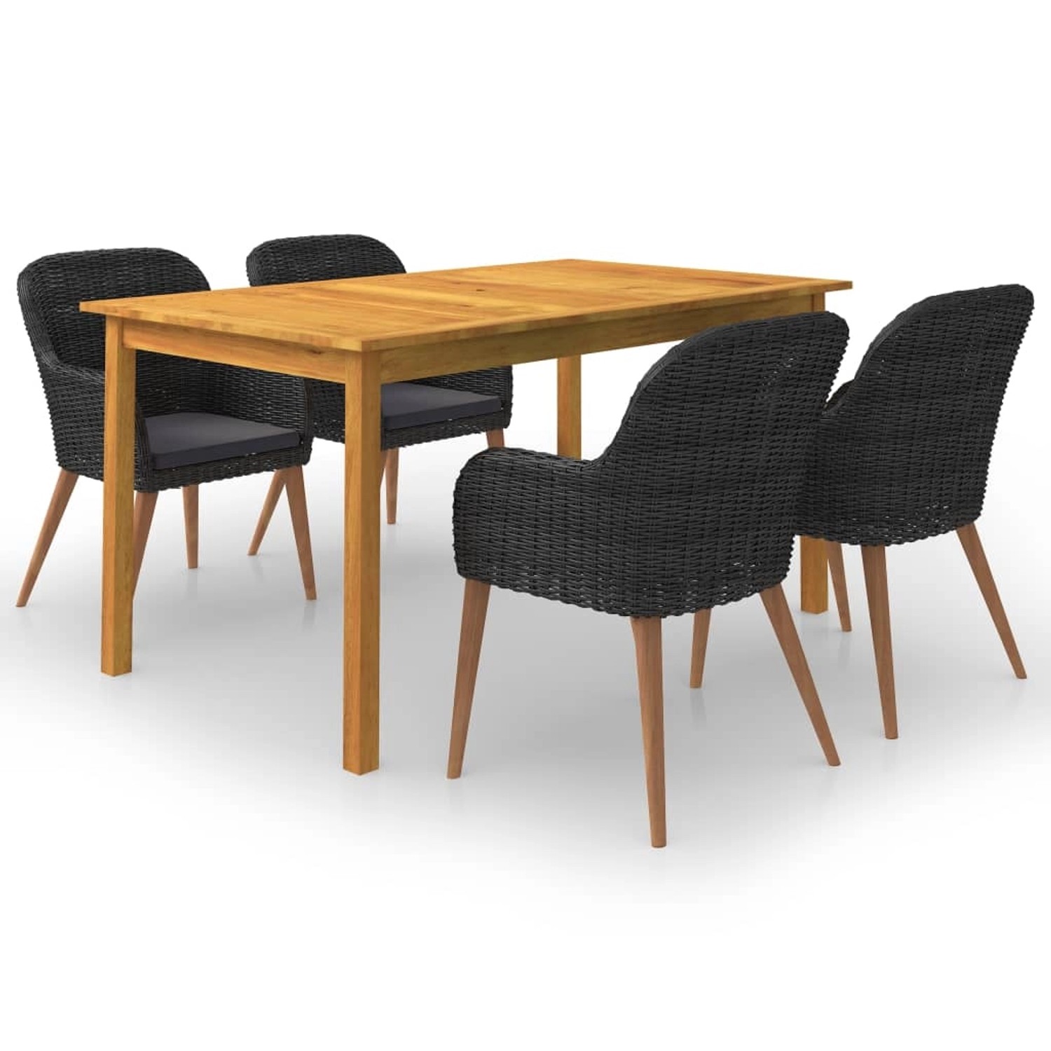 vidaXL 5-Tlg Garten-Essgruppe Schwarz 3067824