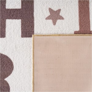 Ayyildiz Kinderteppich Coco creme, 80x150 cm, mit Sternen und Buchstaben, rutschfeste Rückseite.