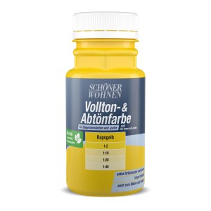 Schöner Wohnen Voll- und Abtönfarbe Rapsgelb, 125ml Flasche.