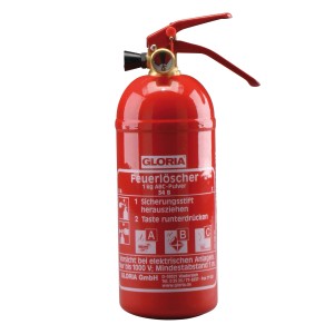 Roter Gloria ABC-Pulverfeuerlöscher PDE 1 GA mit Manometer, 1 kg.
