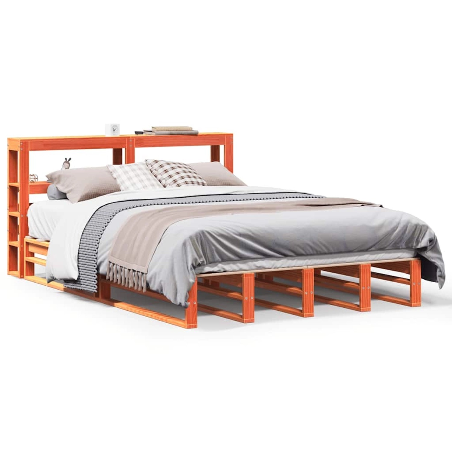 vidaXL Massivholzbett ohne Matratze Wachsbraun 150x200 cm Kiefernholz 33065 günstig online kaufen