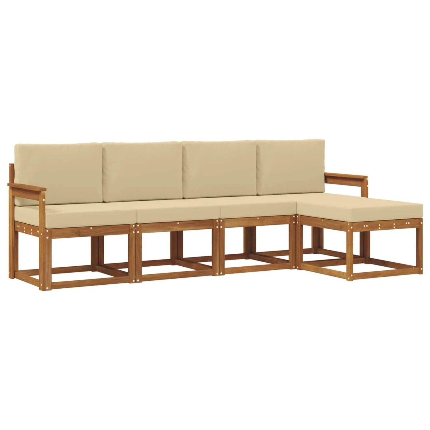 vidaXL Outdoor-Sofagarnitur 5 Stk Natur und Beige Massivholz Akazie 3366246
