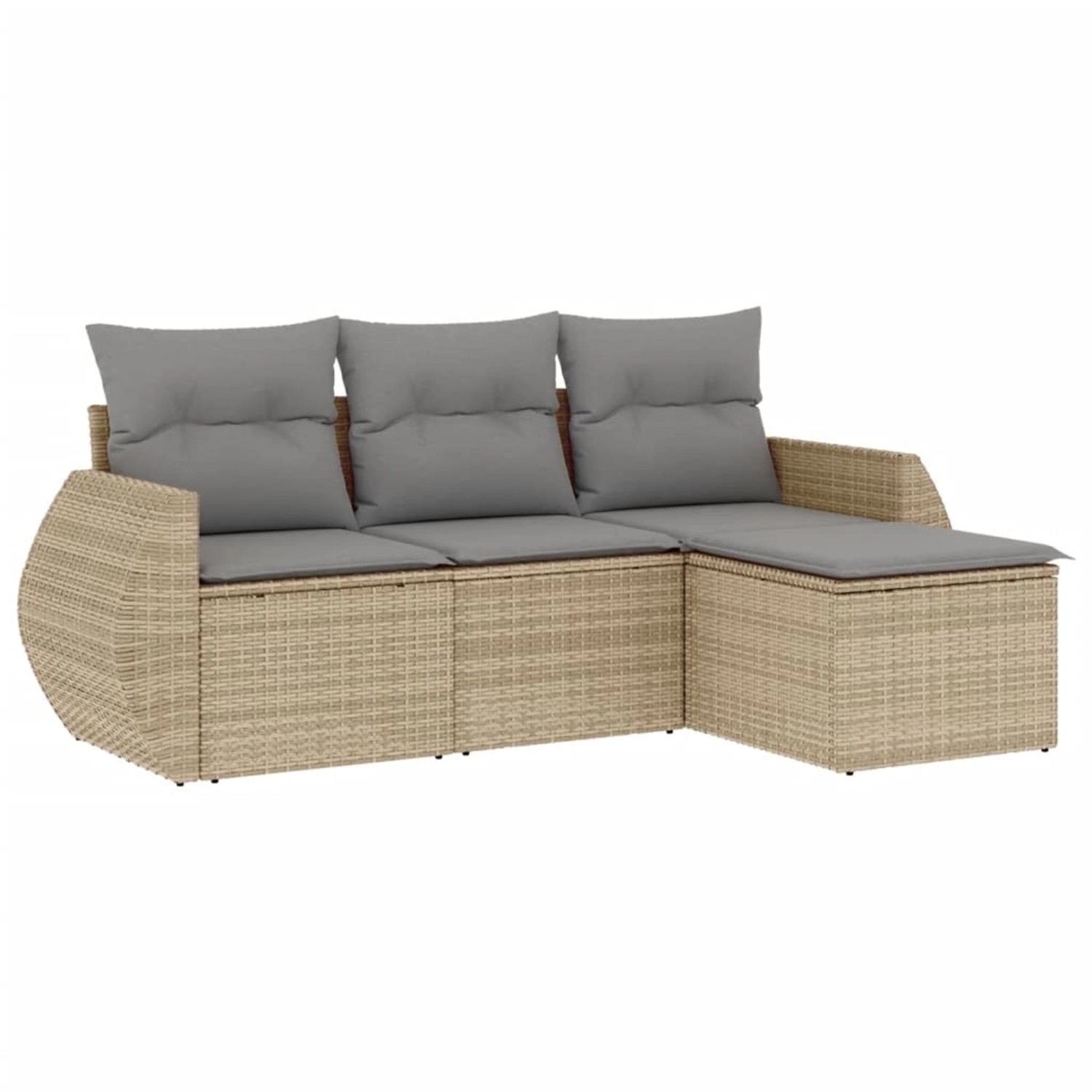 vidaXL 4-Tlg Garten-Sofagarnitur mit Kissen Beige Poly Rattan 3253606 günstig online kaufen