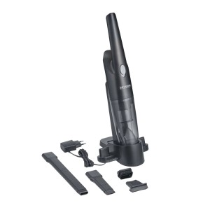Severin Akku-Handstaubsauger HV 7130, schwarz, mit Ladestation und vielseitigem Zubehör.