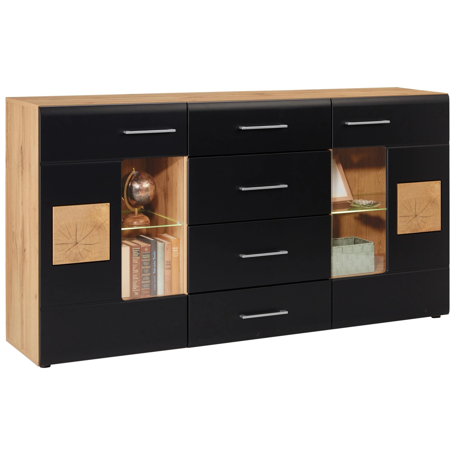 Mömax Sideboard Sonate Schwarz/Eichefarben