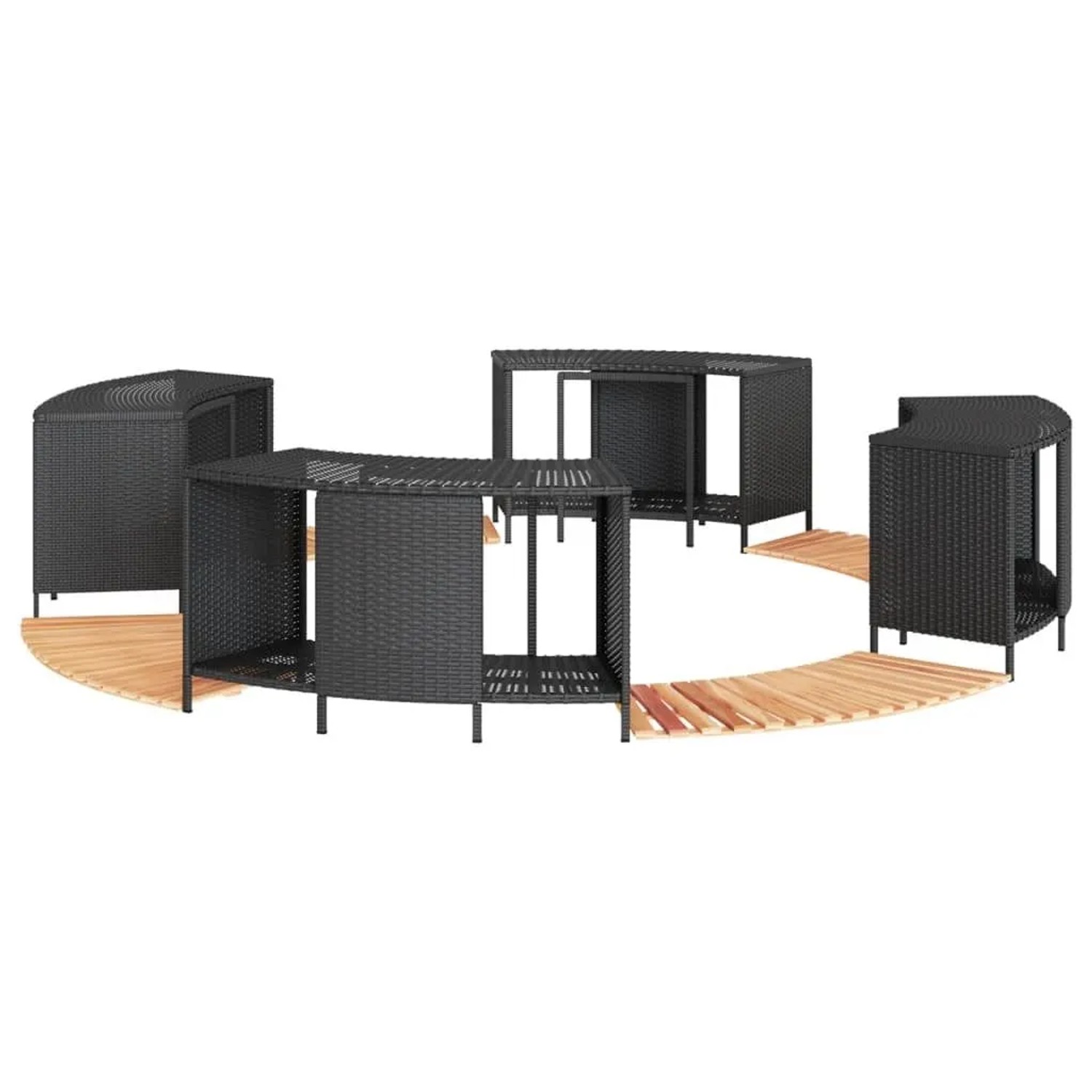 vidaXL Whirlpool-Umrandung Schwarz Poly-Rattan und Massivholz Akazie 3270641