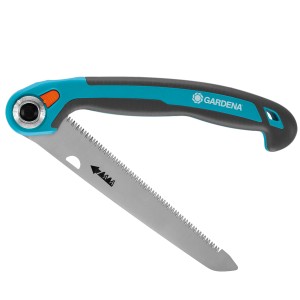 Gardena Garten-Klappsäge 200 P mit blau-grauem Griff und Sägeblatt. Kompakte Gartensäge für präzise Schnitte.