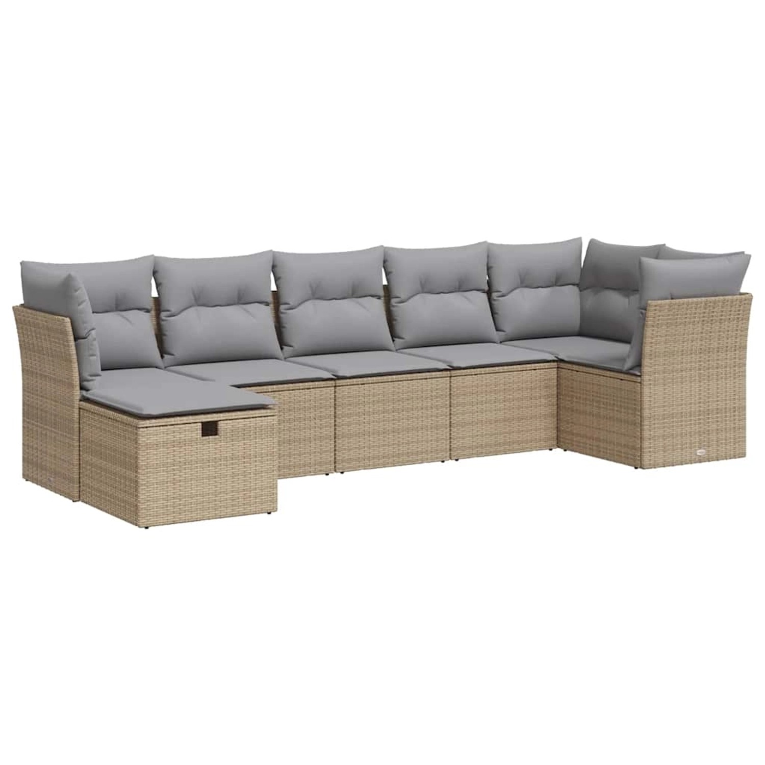 vidaXL 7-Tlg Garten-Sofagarnitur mit Kissen Beige Poly Rattan 3325305 günstig online kaufen