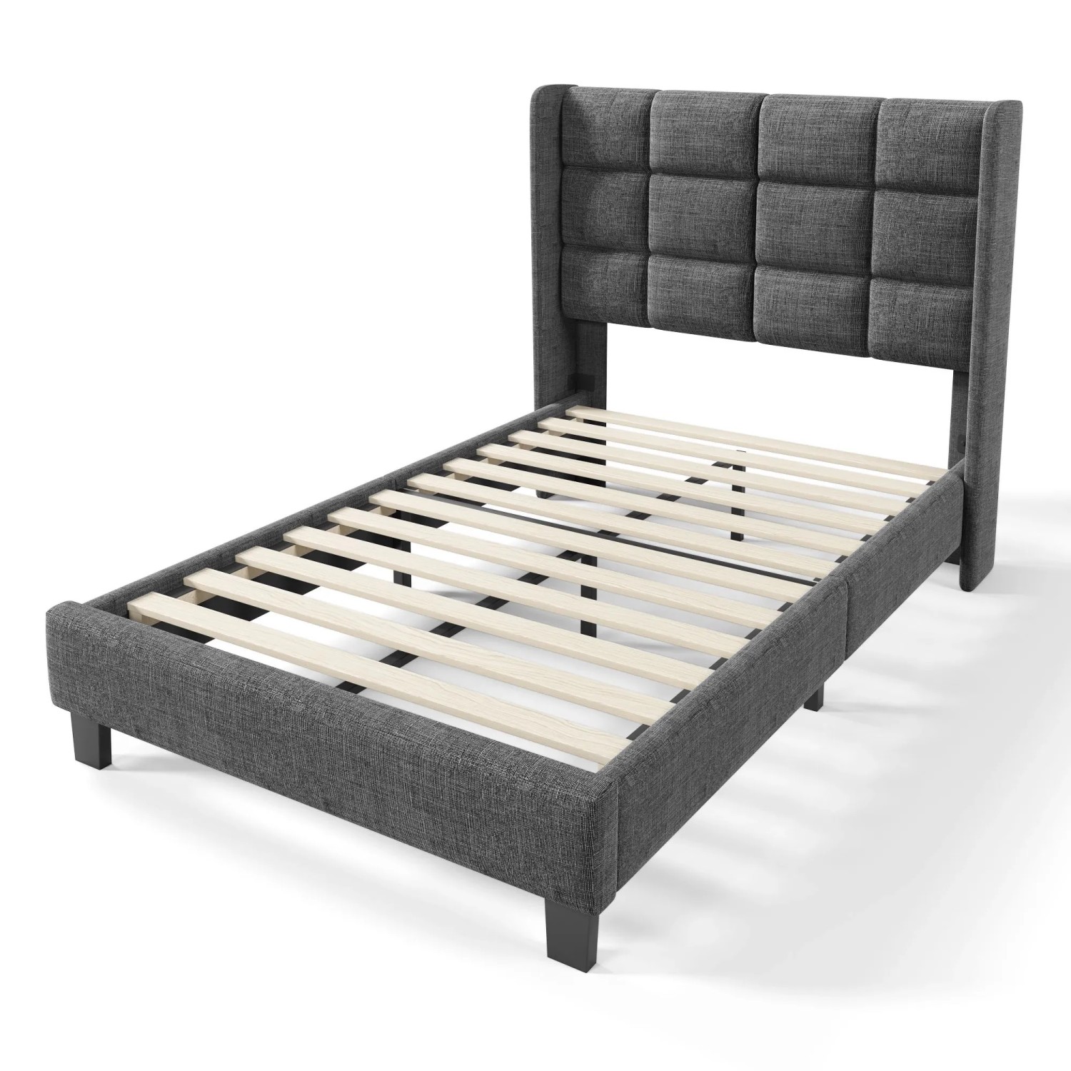 okwish Polsterbett 90×200 mit Seinem Gepolstertes Kopfteil Einzelbett ohne Matratze