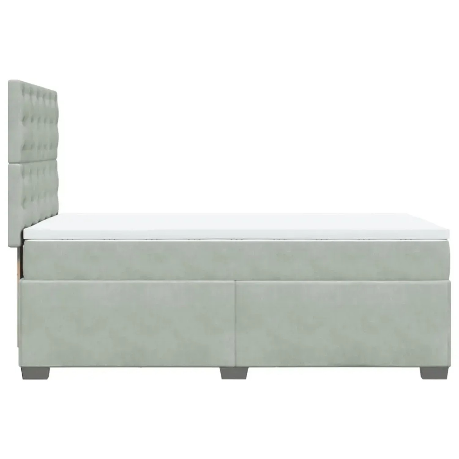 Hellgraues vidaXL Boxspringbett 90x190 cm mit Samtbezug, Matratze und Kopfteil.
