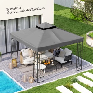 Outsunny Ersatzdach, dunkelgrau, 300x300 cm, für Pavillon. Sonnenschutz für Garten & Terrasse.
