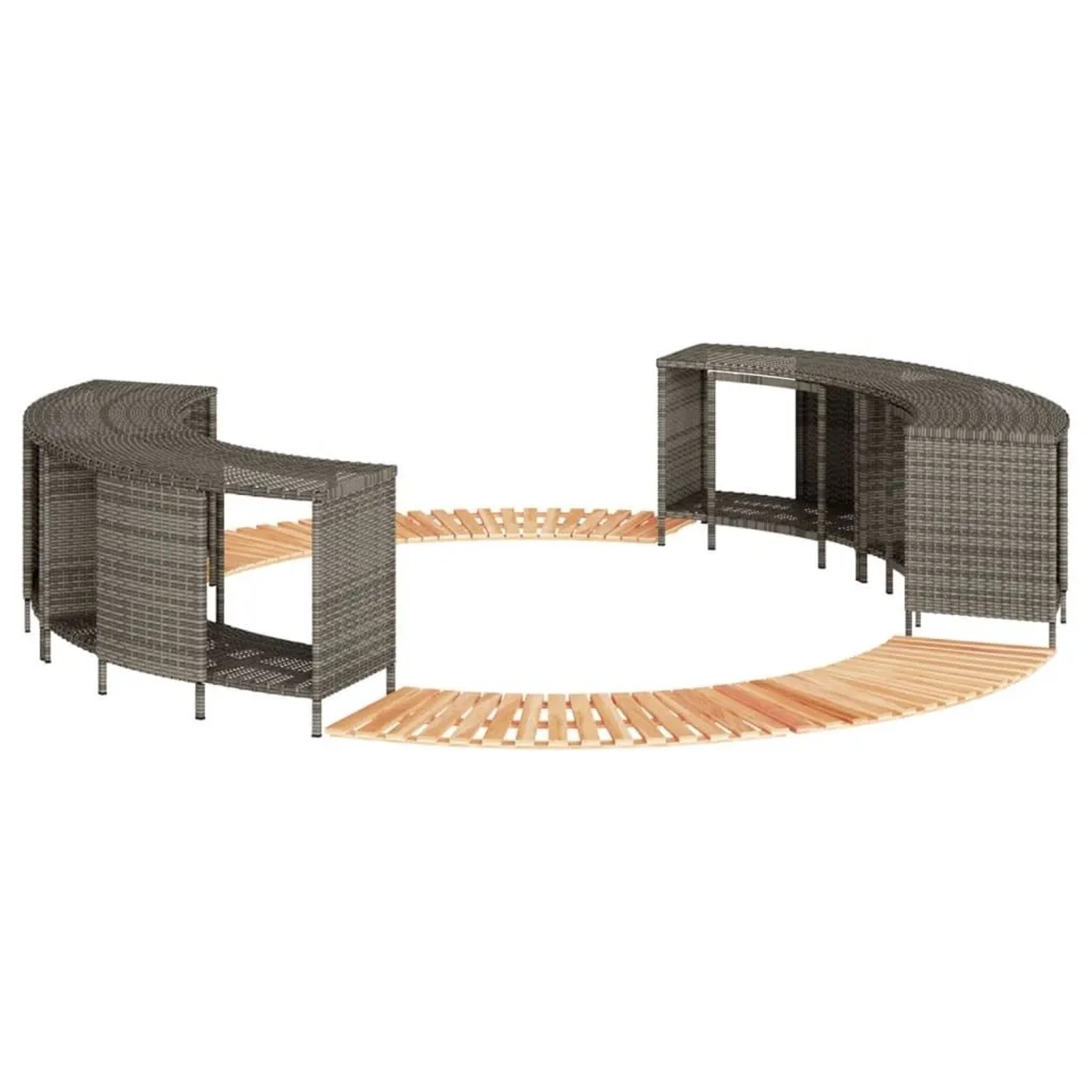 vidaXL Whirlpool-Umrandung Grau Poly Rattan und Massivholz Akazie 3270651