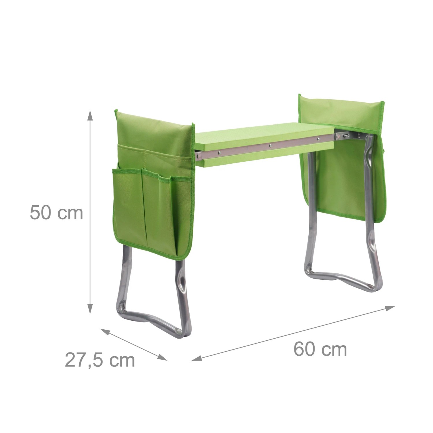 Relaxdays Kniebank Stahl Hellgrün mit Taschen Klappbar 50 cm x 60 cm x 27,5 cm_4