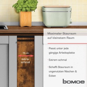 Bomoe Nischenregal Hylla, 15cm breit, schwarz, zur optimalen Nutzung schmaler Räume.