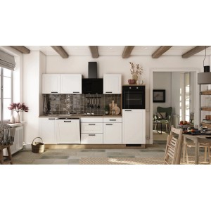 Flex-Well Exclusiv Küche 2327-019 Julia 280 cm Weiß matt-Cosmopolitan Eiche