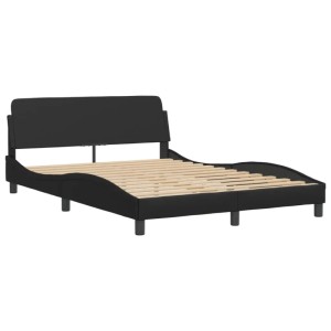 Schwarzes vidaXL Bett mit Lattenrost und Matratze, Kunstleder, 120x200 cm.