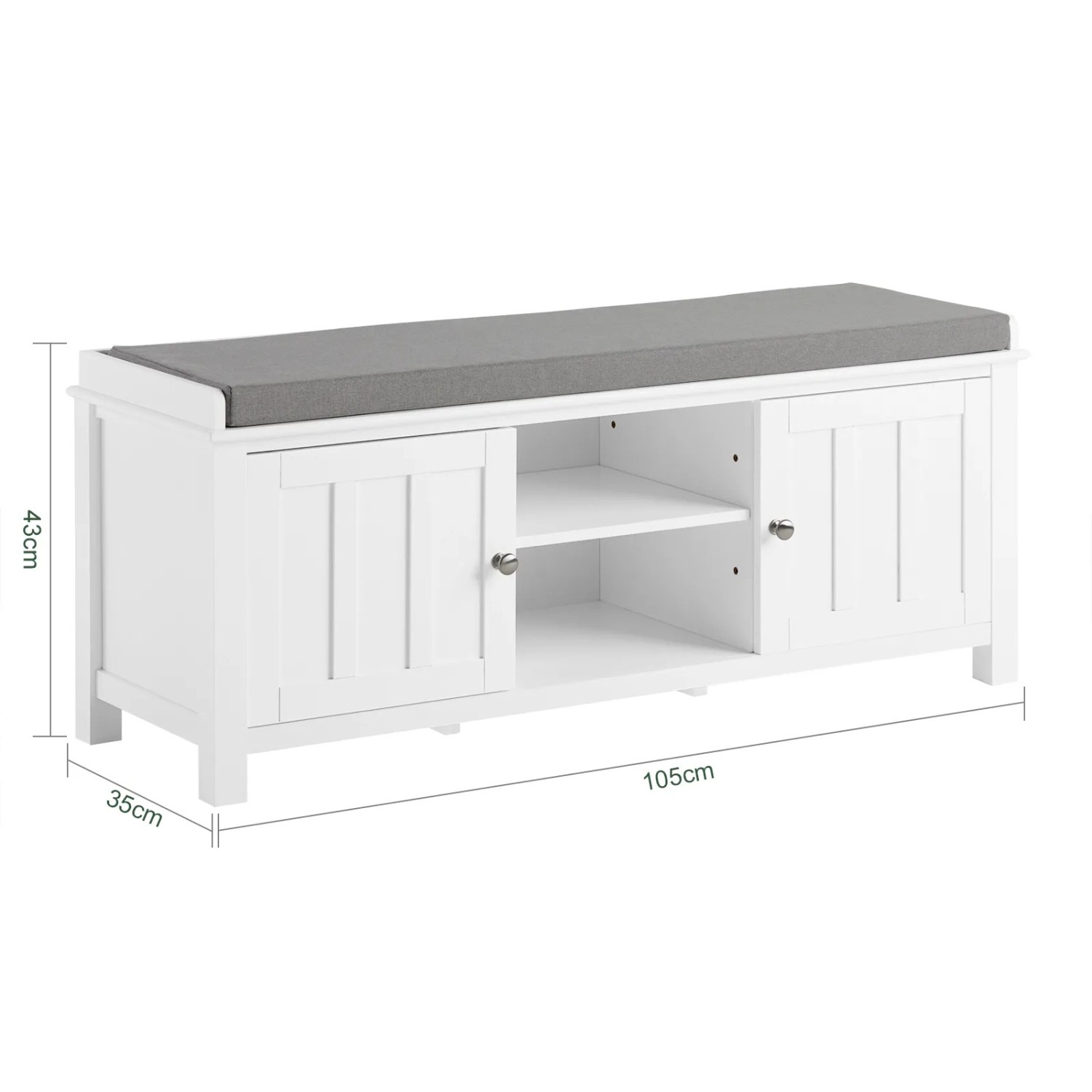 SoBuy Sitzbank Garderobenbank mit Sitzkissen Weiß Holzwerkstoff FSR35-W_6