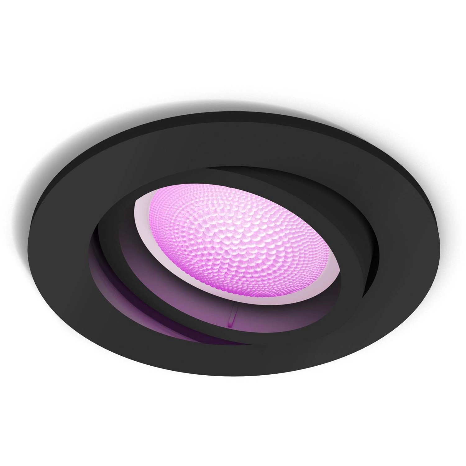 Schwarzer Philips Hue Centura Einbauspot mit farbigem Licht (350 lm) für Ambiente-Beleuchtung.