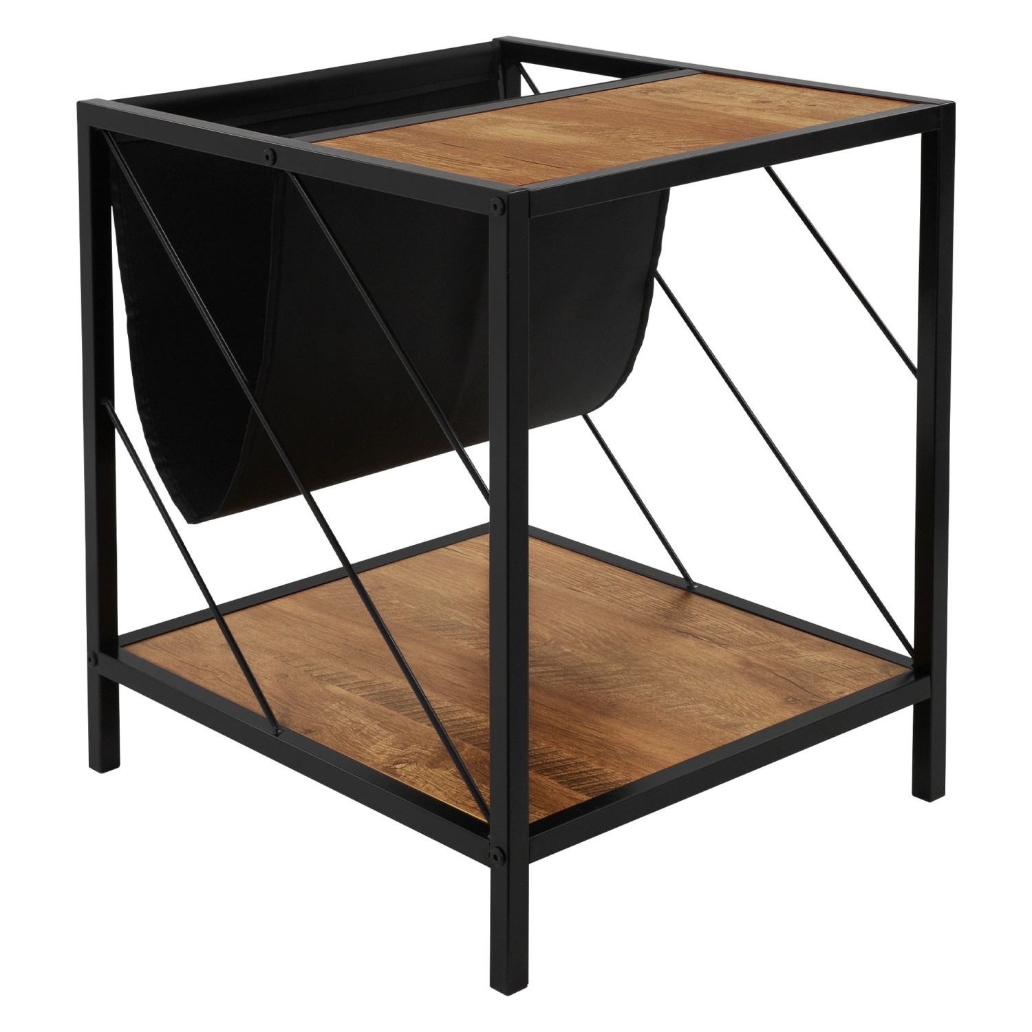 ML-Design Beistelltisch 48x43x54 cm Braun Eiche-Rustikal aus Holz Stahlgest günstig online kaufen