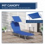 Outsunny Sonnenliege, blau, mit Sonnendach, klappbar und bis 120 kg belastbar.