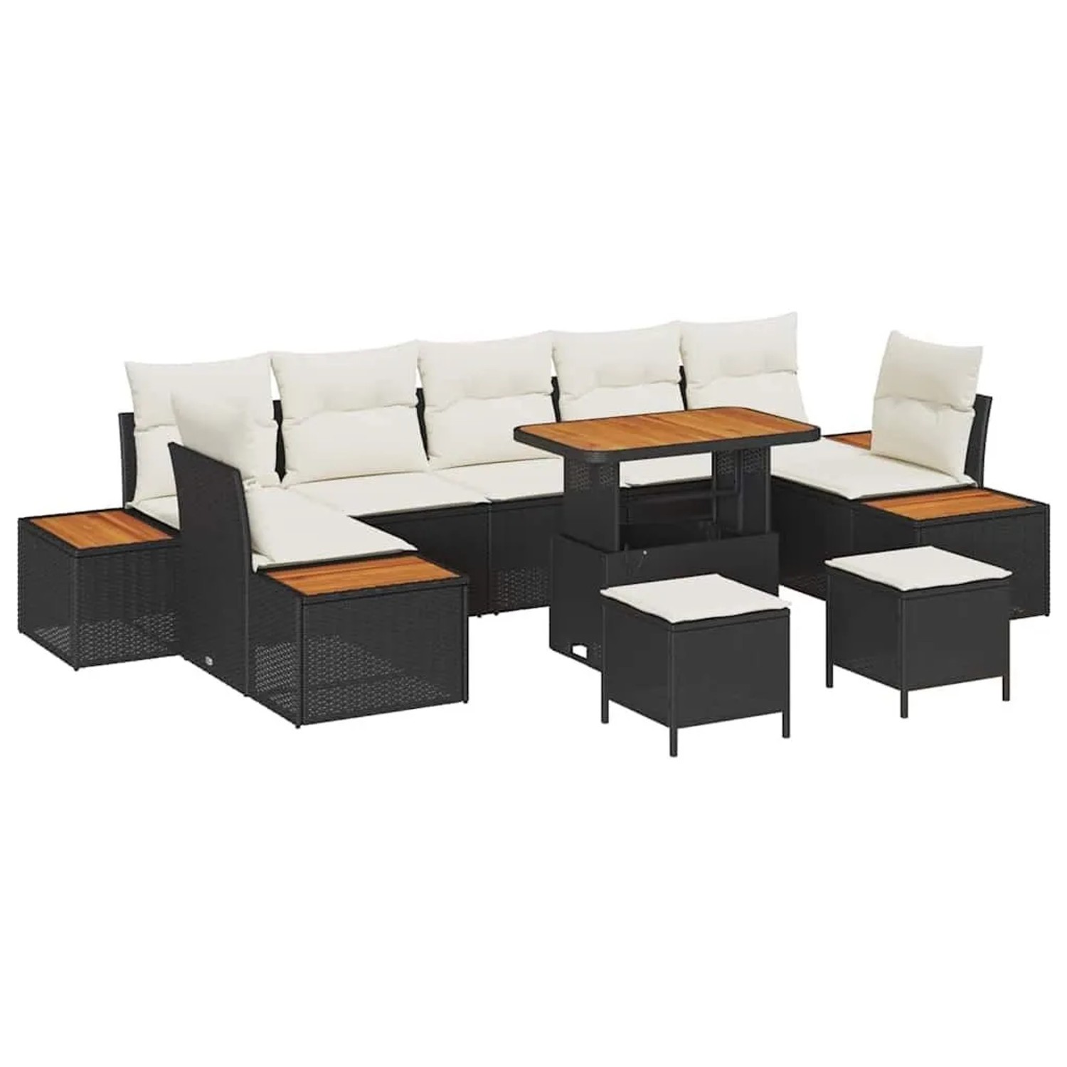 vidaXL Gartensofa-set mit Kissen 10-Tlg Schwarz Poly-Rattan 3364850 günstig online kaufen