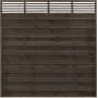 Sichtschutzzaun Element Wien, grau, 180x180 cm, aus Holz mit Lamellen-Abschluss.