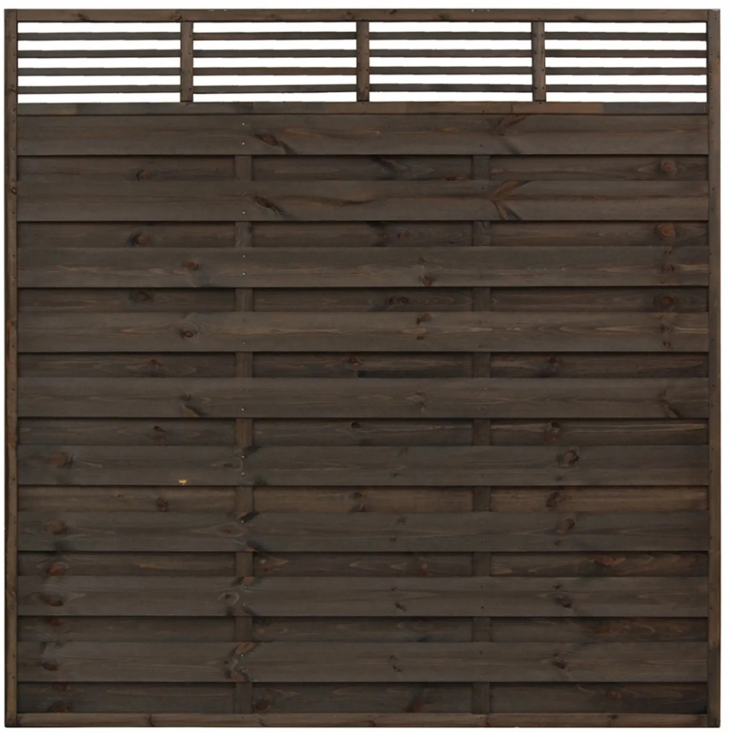 Sichtschutzzaun Element Wien, grau, 180x180 cm, aus Holz mit Lamellen-Abschluss.