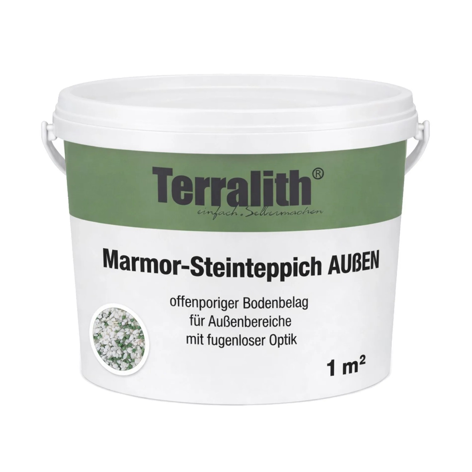 Terralith Metallic Steinteppich Metallic Mix 600 für 1 m² Außen Fein 2-4 mm