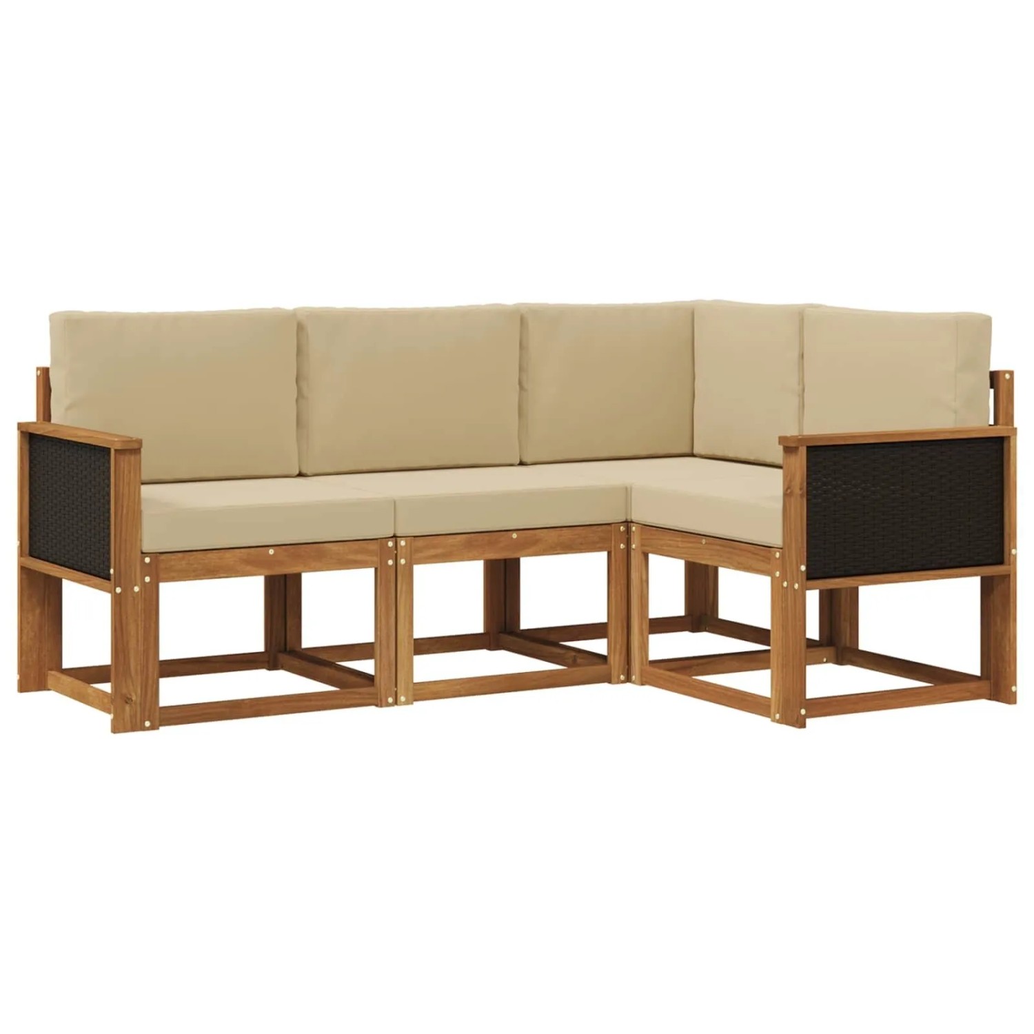 vidaXL Outdoor-Sofagarnitur mit Kissen 4 Stk Natur und Beige Polyester 3385164