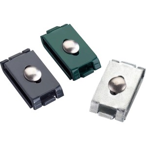 T & J Mattenverbinder in Anthrazit, Grün und Silber zur Verbindung von Sichtschutzmatten.